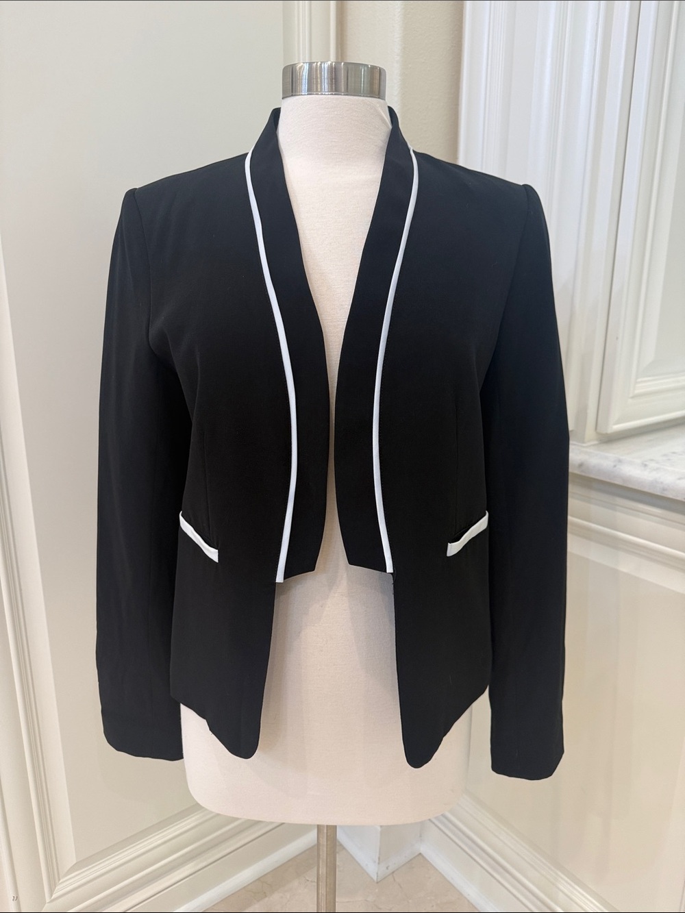 Greylin Black Blazer with White Piping
